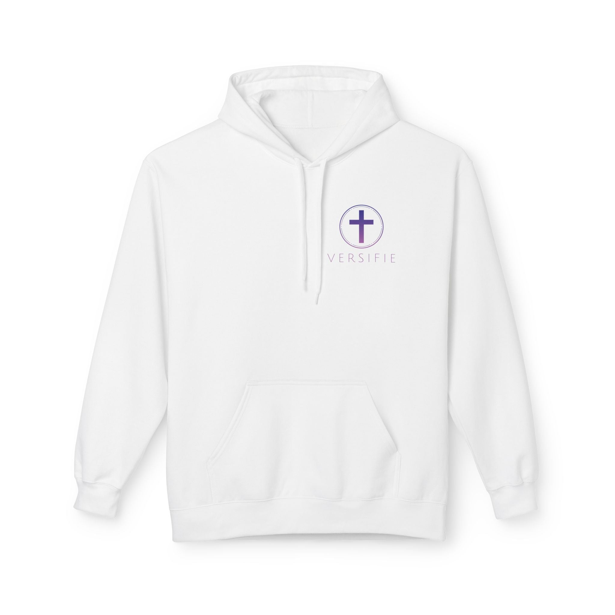 Christian Cross Hoodie with Gold Scripture Back — Faith-Based Religious Pullover
