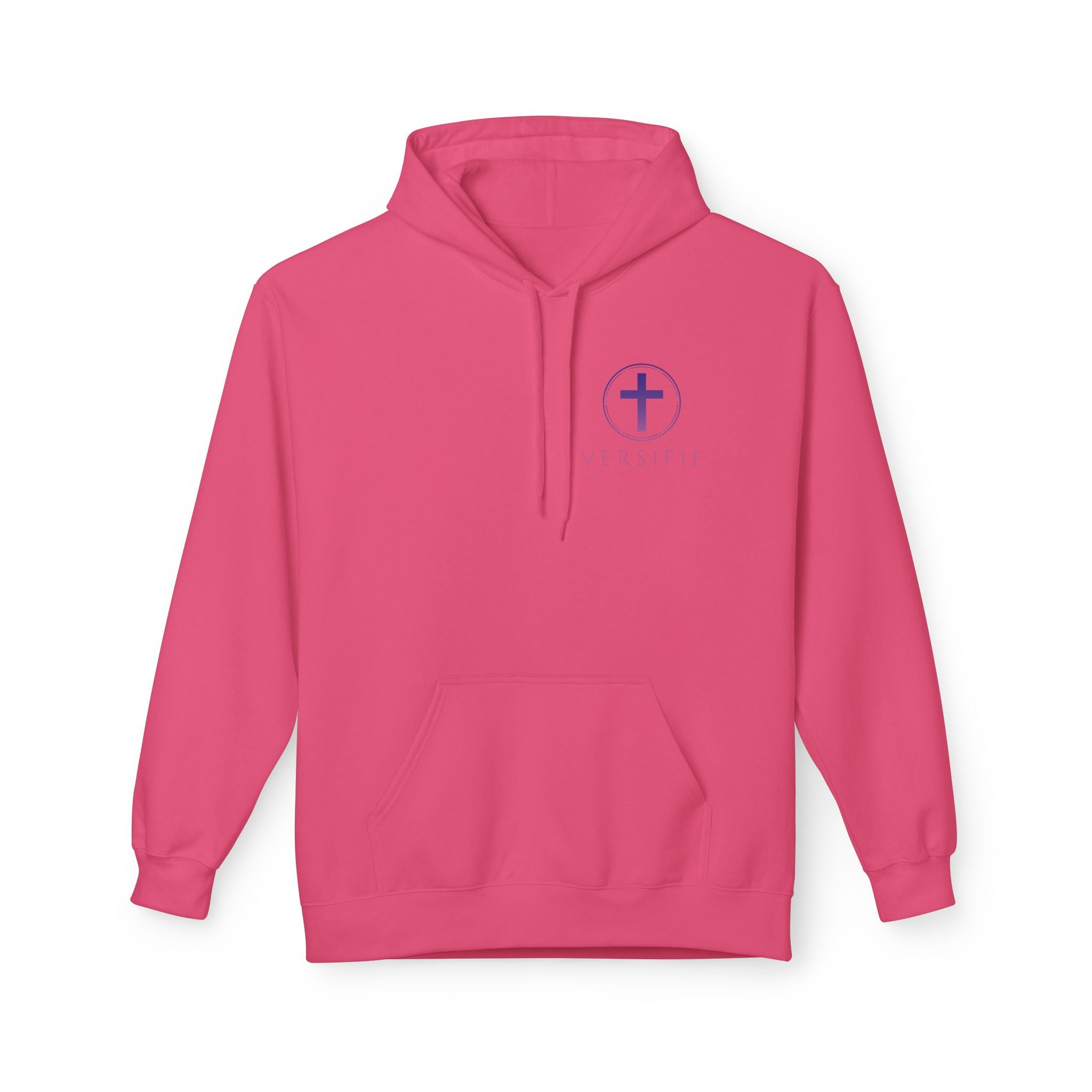 Christian Cross Hoodie with Gold Scripture Back — Faith-Based Religious Pullover