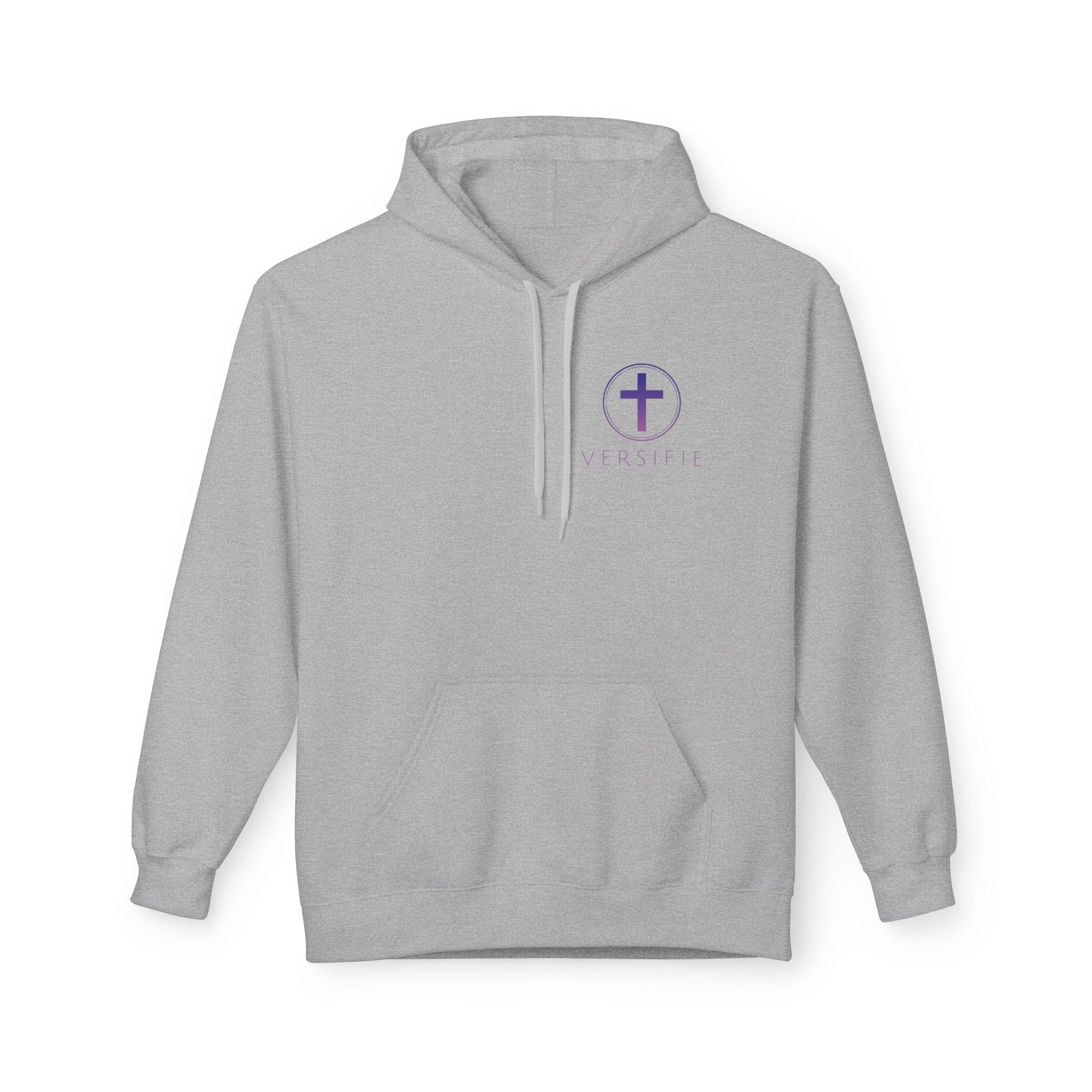 Christian Cross Hoodie with Gold Scripture Back — Faith-Based Religious Pullover