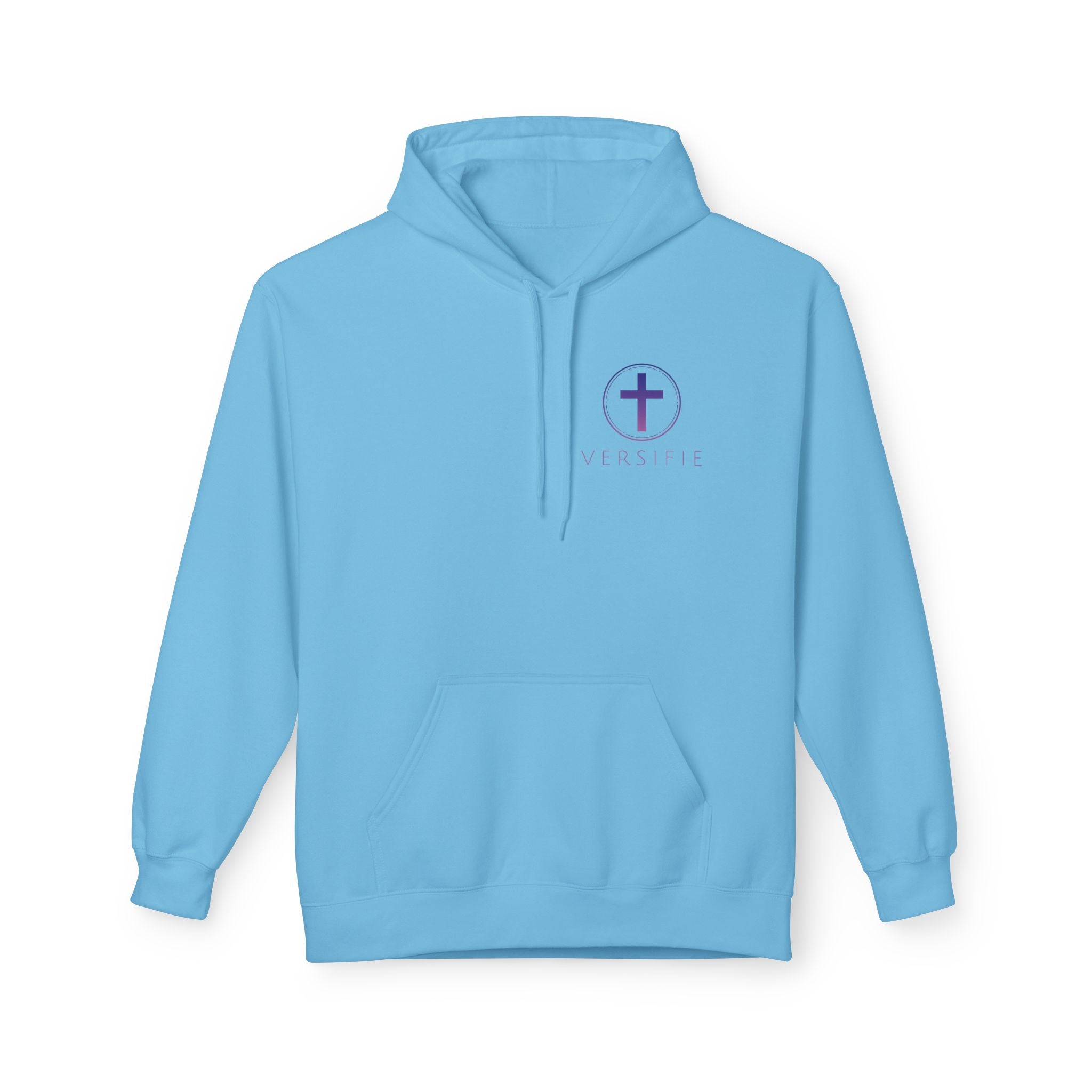 Christian Cross Hoodie with Gold Scripture Back — Faith-Based Religious Pullover